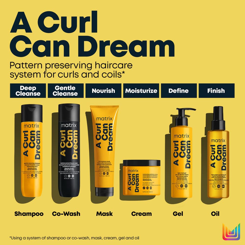 Matrix A Curl Can Dream Deep Cleansing Shampoo | Clarifying| Preserves Curl Pattern, Removes Build Up | For Curly & Coily Hair | Silicone & Paraben Free | With Manuka Honey Extract | 10.1 Fl. Oz.