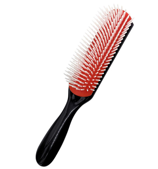 Brosse à cheveux MDSTYLE pour cheveux bouclés, épais, ondulés et frisés - Définition des boucles, démêlage, coiffage, brushing, mise en forme - Brosse démêlante 9 rangs pour femmes et hommes - Sèche ou humide (Noir, petit format, 1 pièce)