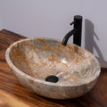 Oval-Shaped Golden - Gray Marble Vessel Sink for Bathroom – 19" × 15" × 6"