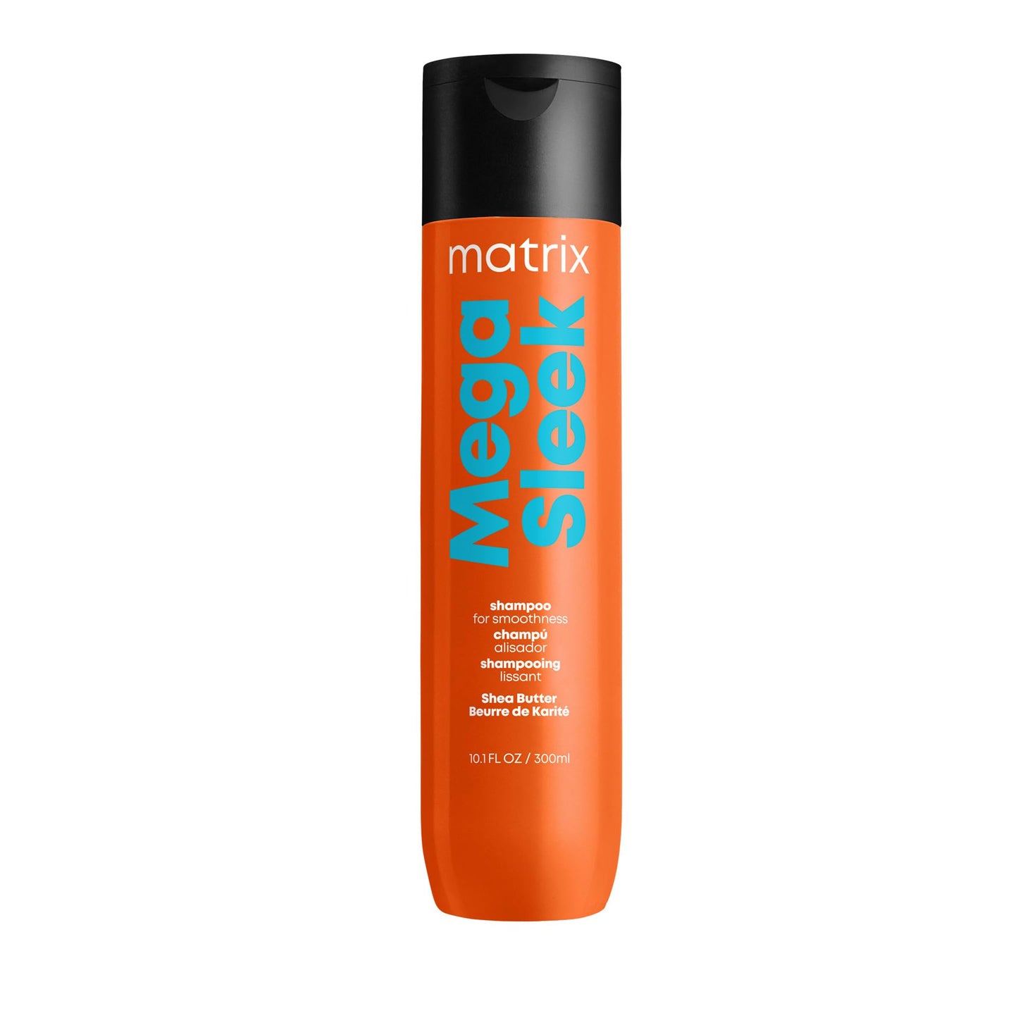 Shampoing Matrix Mega Sleek | Lissant, anti-frisottis, démêlant | Pour cheveux secs, abîmés et frisés | Shampoing professionnel | Au beurre de karité | 290 ml | Végan