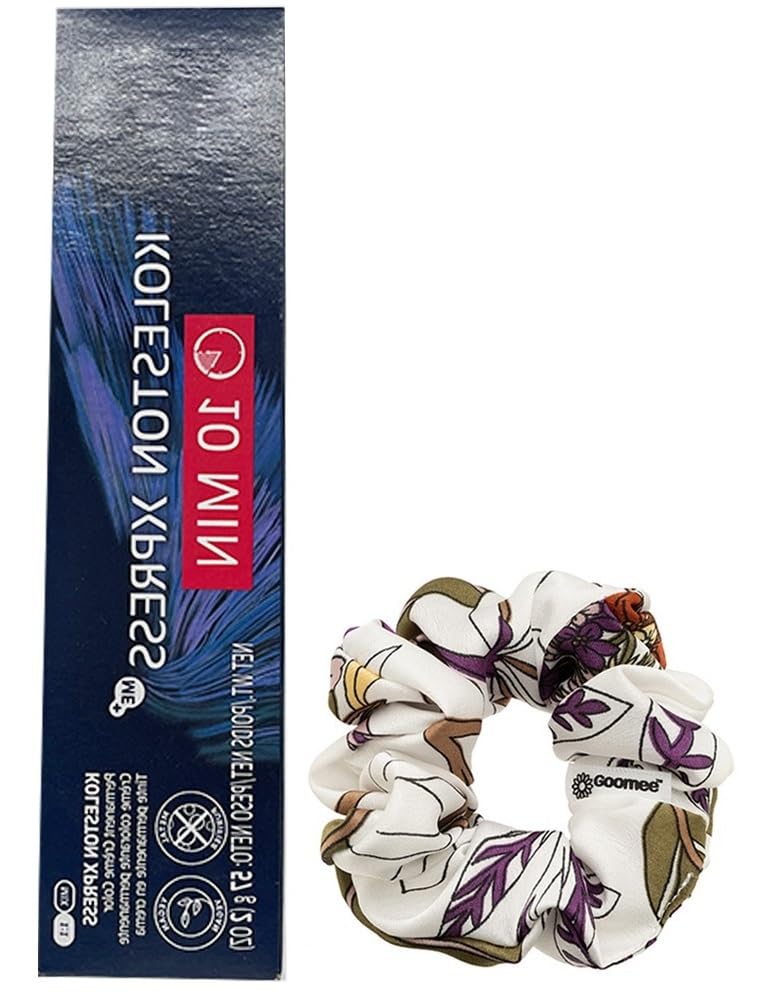 Goomee Koleston Perfect ME+ Koleston Xpress 10-Minute Medium Blonde Ash Permanent Hair Color with Aluminum Free Formula and Quick Gray Coverage, Includes Goomee Scrunchie