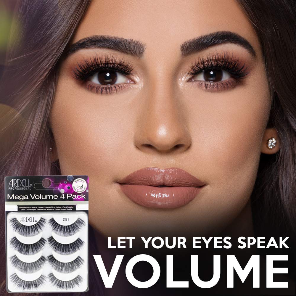 Ardell False Eyelashes Mega Volume 251 – Fluffy Volume for a Dramatic Look, Wispy Lashes, Full Strip, 2 Pack
