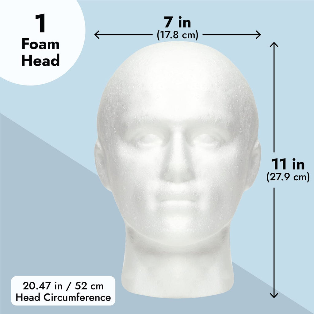 Juvale Mannequin Head for Masks, Hats, Wigs - White, 9.25 x 7 x 11 in - Foam Head Wig Stand & Hat Display