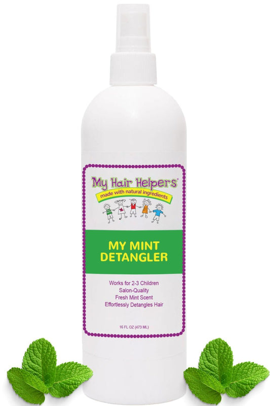 My Hair Helpers Mint Natural Hair Detangler Lice Prevention Spray for Kids | Leave-in Conditioner | Natural Lice Product | Works on All Hair Types | For 2-3 Children | 16 Ounces