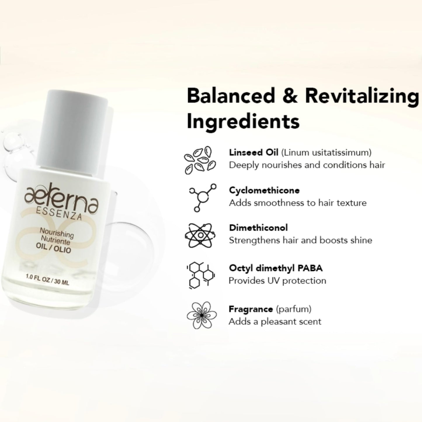 Aeterna ESSENZA, Natural Hair Care Oil, Nourishing Oil, Linseed Oil, For All Hair Types