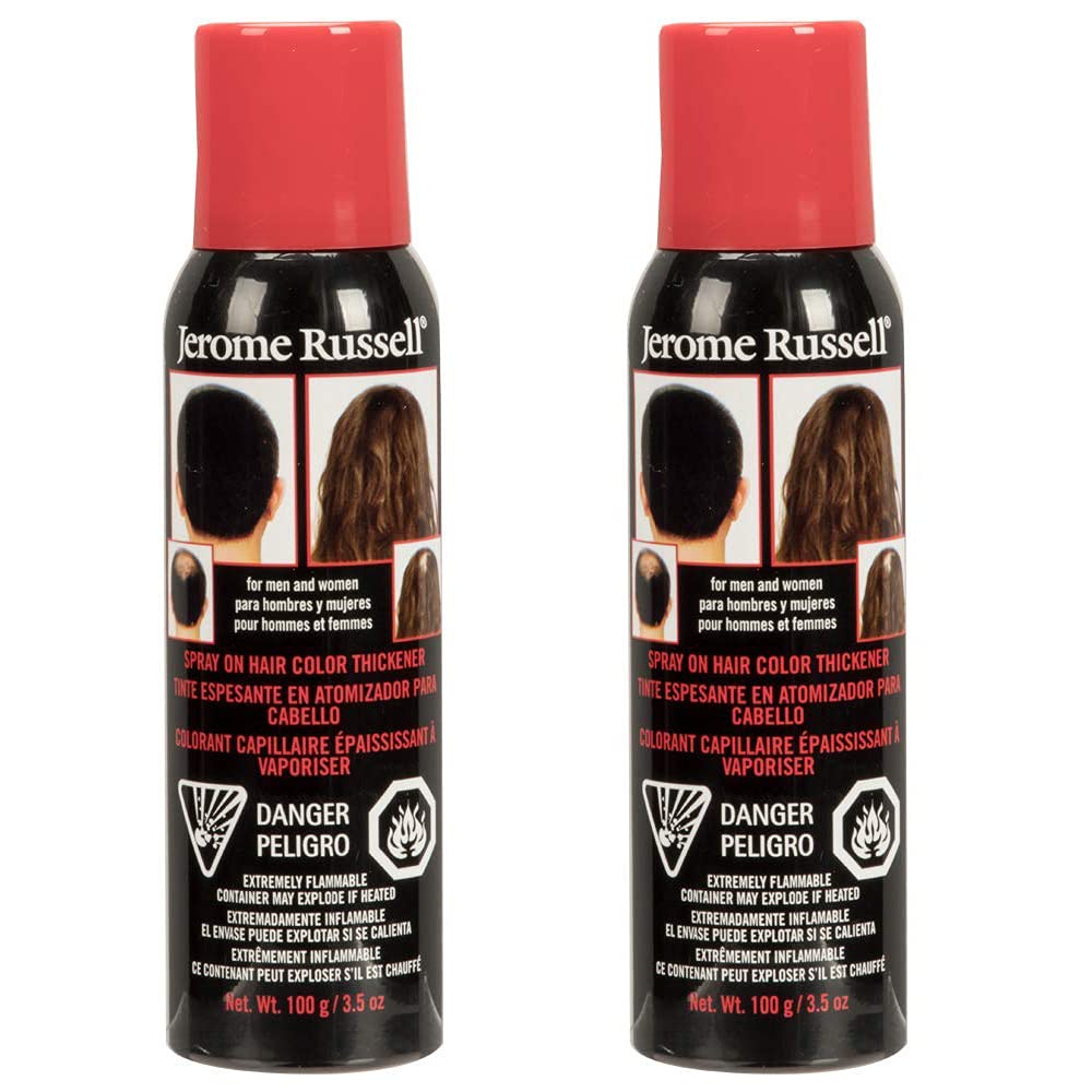 Jerome Russell Spray On Hair Color Thickener, Silver/Gray - Instant Root Touch Up Hairs Color Spray & Thinning Hair Cover Up & Bald Spots, 3.5 oz, 2 Pack