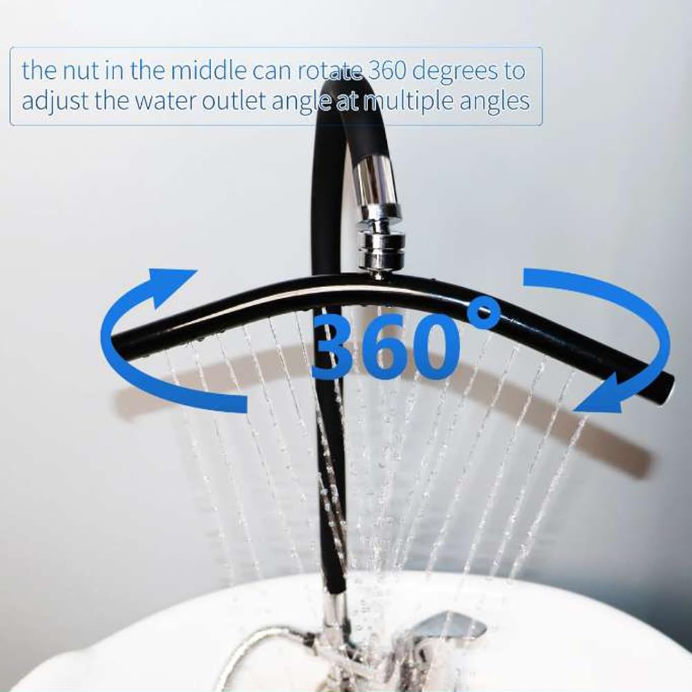 Hair Washing Equipment with Faucet for Baber Shop, Hair Salon Tools for Waterfall Outlet, Shampoo Bowl Accessories, Scalp Massag，Adjustable and Flexible, Black