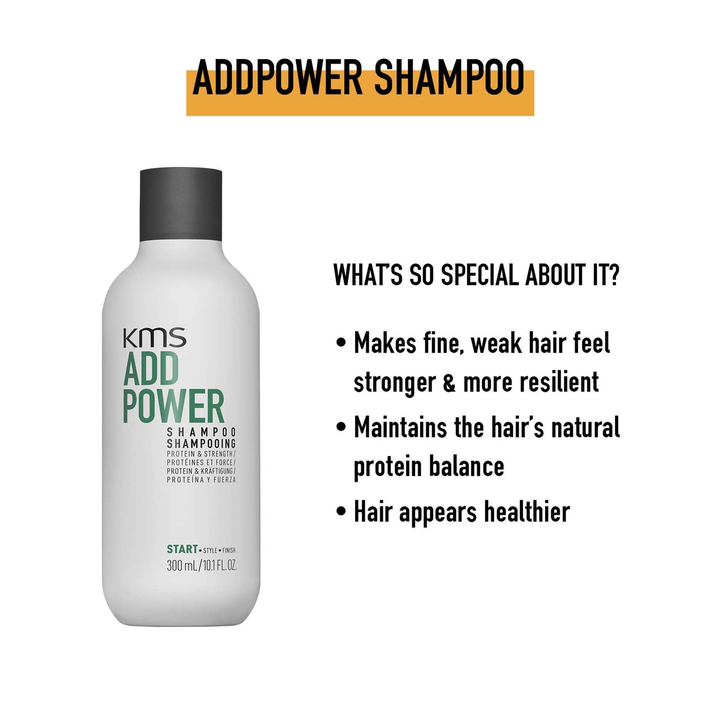 Shampooing KMS ADDPOWER pour cheveux fins et fragiles, 10,14 fl. oz.