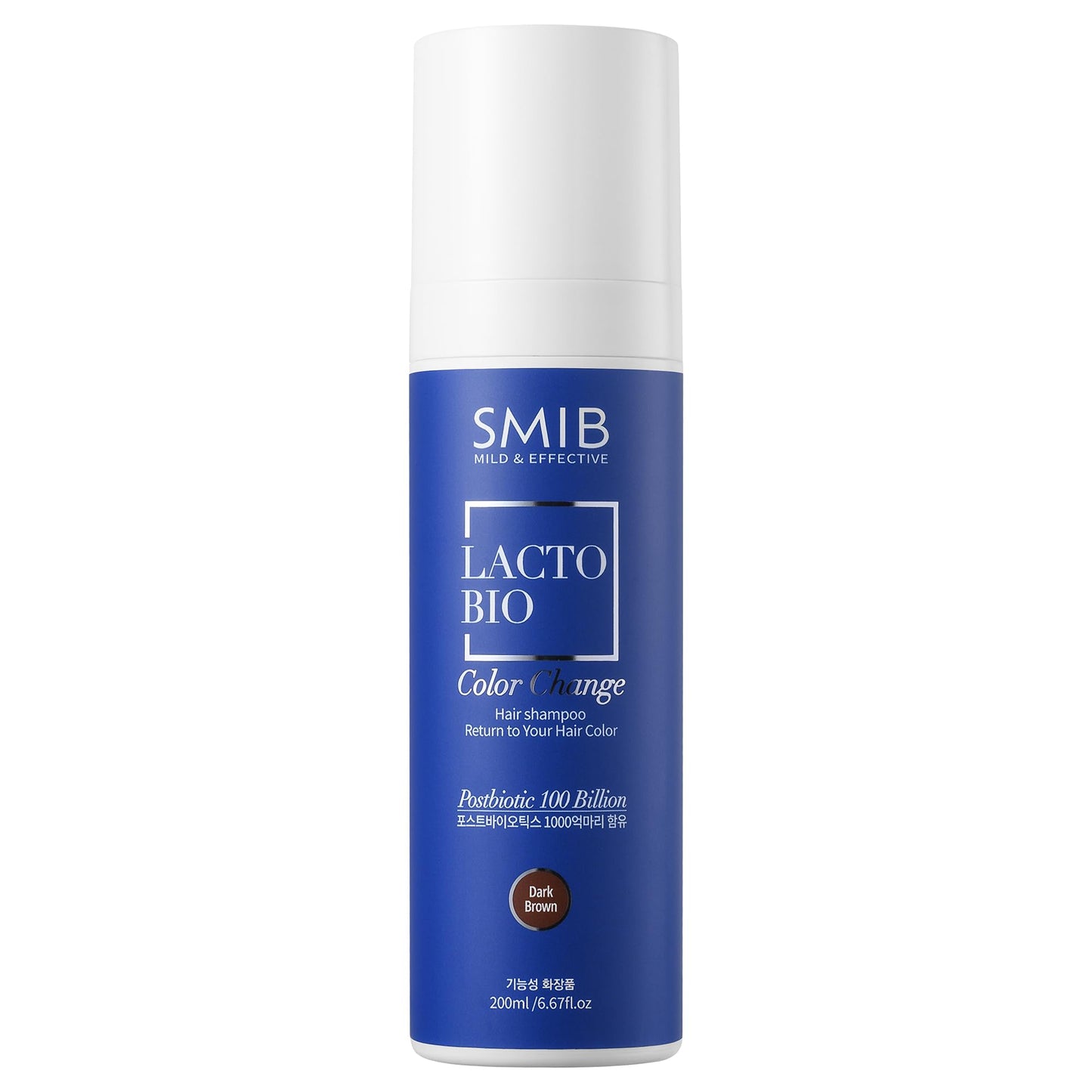 White Smoke SMIB Lactobio Hair Dye Shampoo | Gradual Gray Reduction with Probiotics | Natural Hair Darkening in 3-5 Minutes | Gentle Korean Formula for Daily Use (6.76 fl oz) (Dark Brown)