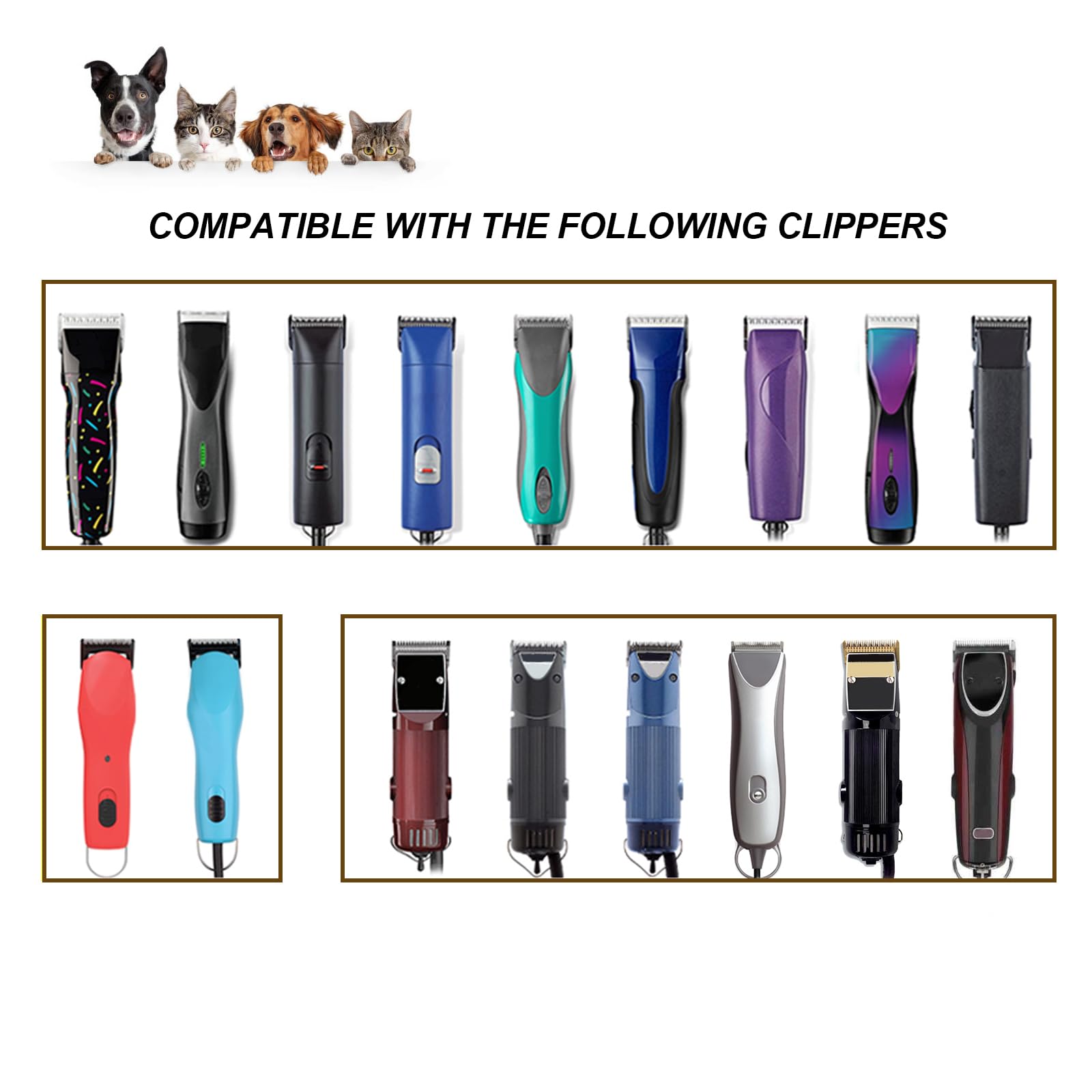 DODAER Size 7FC/5FC/4FC Detachable Pet Dog Grooming Clipper Ceramic Blades Set,Compatible with Andis,Oster A5,Wahl KM Series Clippers,Cut Length 1/8"(3.2mm) to 3/8”(9.5mm),3 Pack