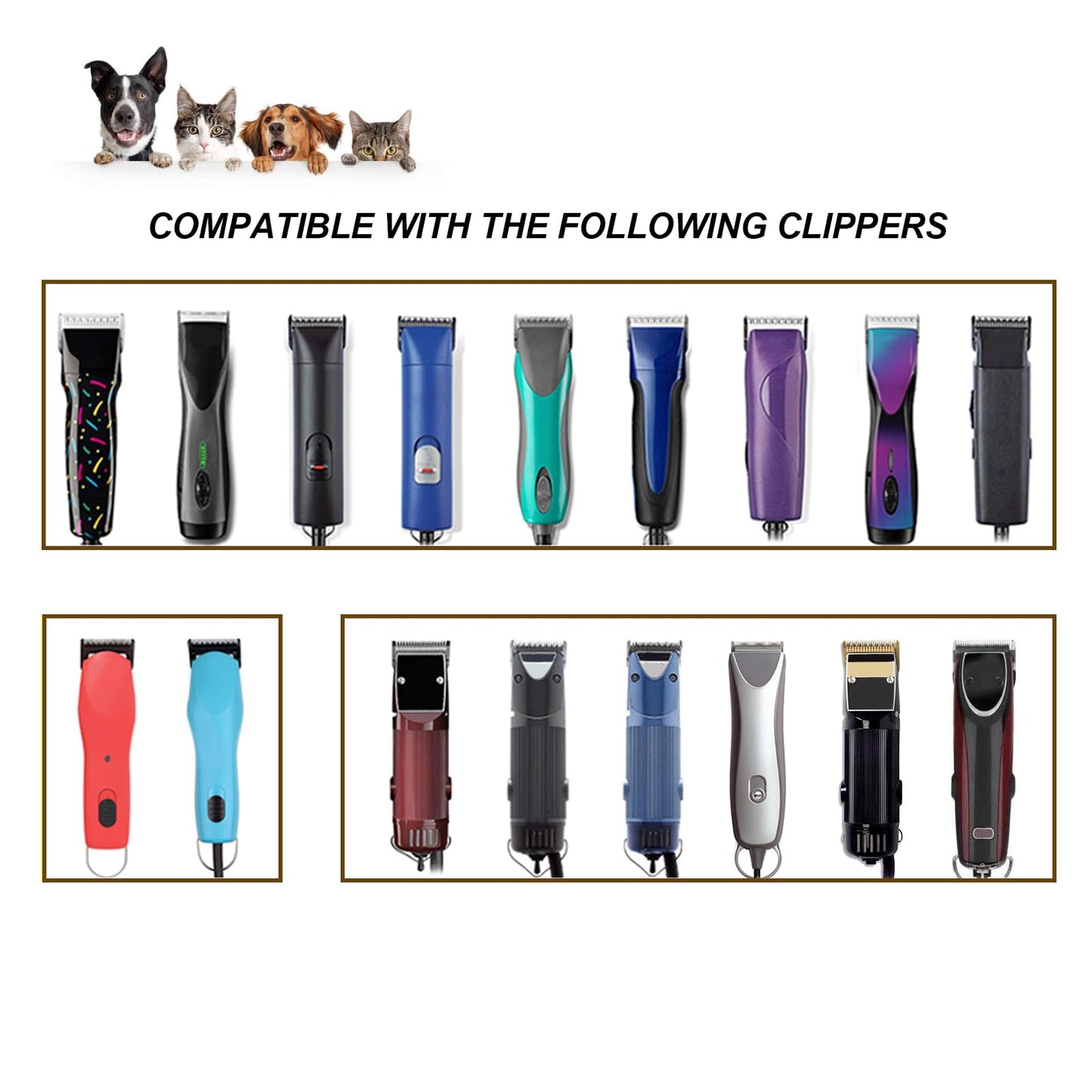 White Smoke Size 10/7FC/5FC/4FC Detachable Pet Dog Grooming Clipper Ceramic Blades Set,Compatible with Andis,Oster A5,Wahl KM10 Series Clippers,Cut Length 1/16"(1.5mm) to 3/8"(9.5mm),4 Pack