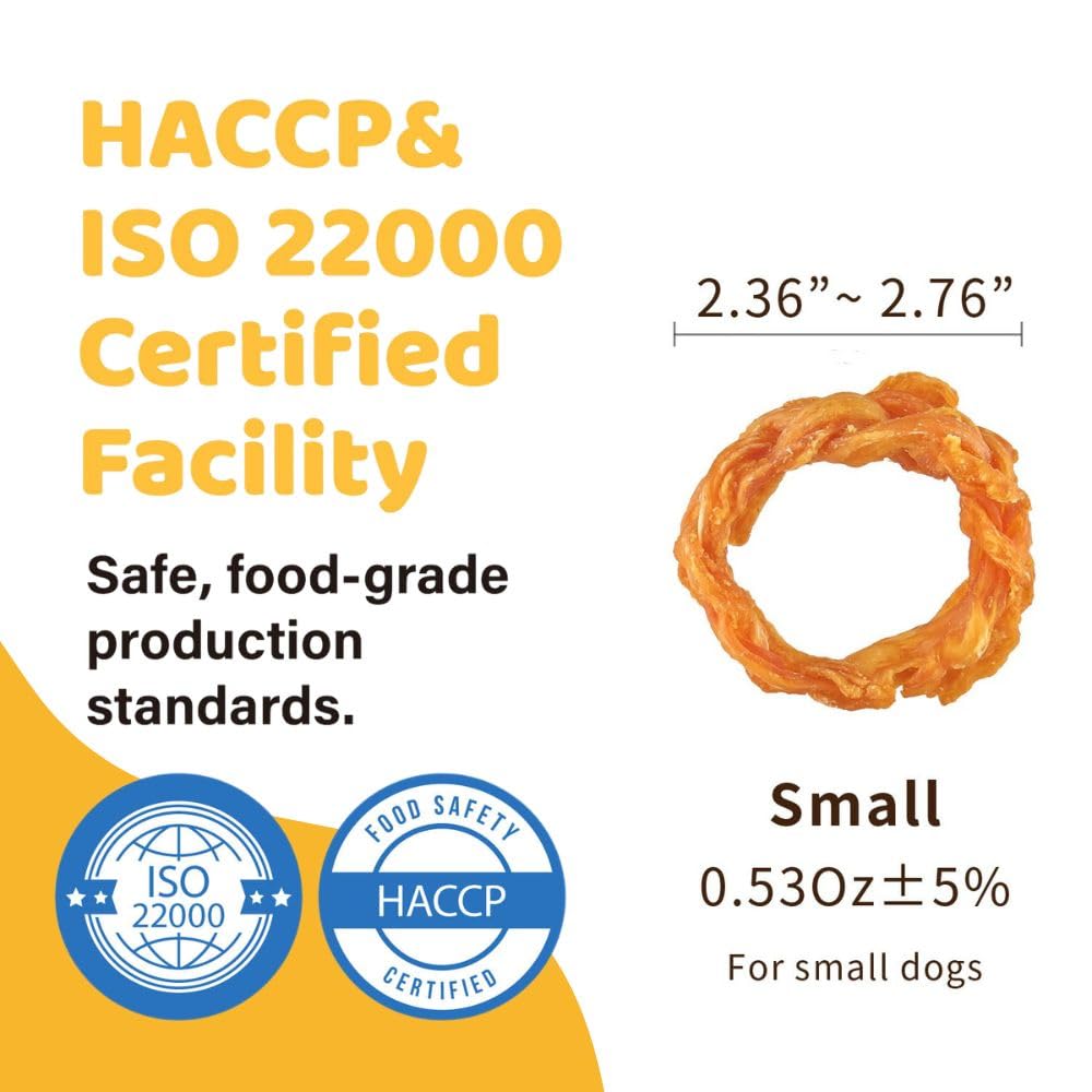 iPaw 10 Pcs Value Pack Turkey Tendons for Dogs, Single Protein, Hypoallergenic, All Natural Human Grade Puppy Chew, Rawhide Alternative Dog Treats, Ring (Small)
