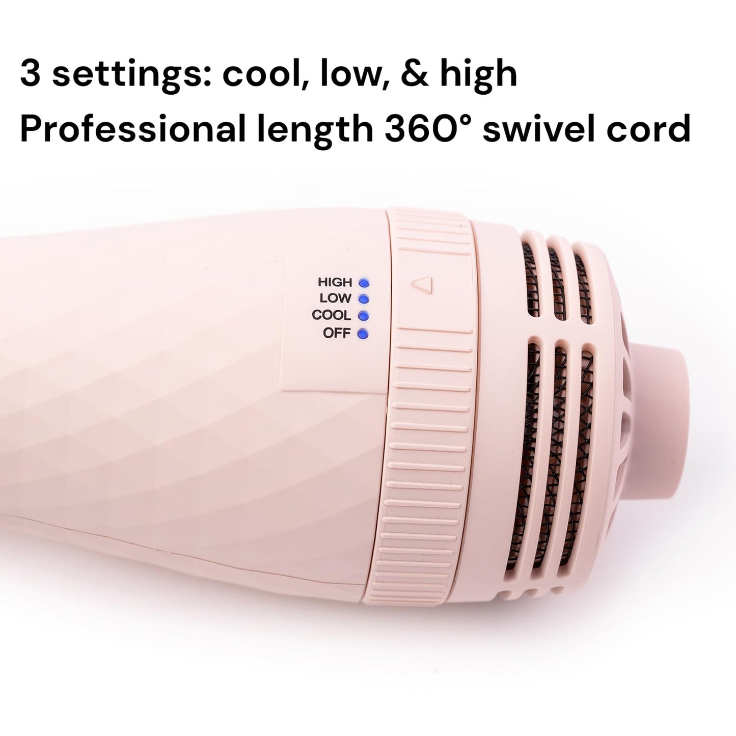 L'ANGE HAIR Le Volume 2-in-1 Titanium Blow Dryer Brush | Hot Air Brush in One with Oval Barrel | Hair Styler for Smooth, Frizz-Free Results for All Hair Types ((Blush - 60mm))