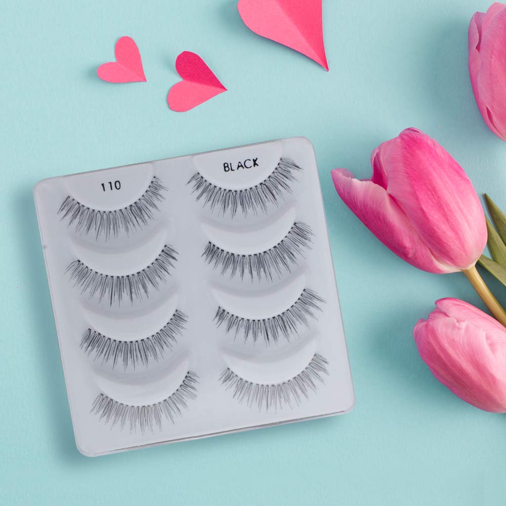 Ardell Natural Multipack False Eyelashes 110 - Black, Lightweight Lashes for Everyday Wear, Comfortable Invisiband Strip Lashes, 2 Pack