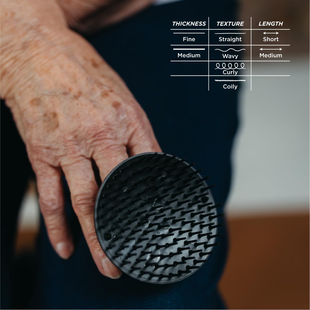 Denman 出品的 Jack Dean 头皮按摩器和顺发梳，适用于浓密或稀疏的头发、卷发或直发 - 可在淋浴或沐浴时使用 - 头部和胡须清洁刷 - 适用于女性和男性，D6