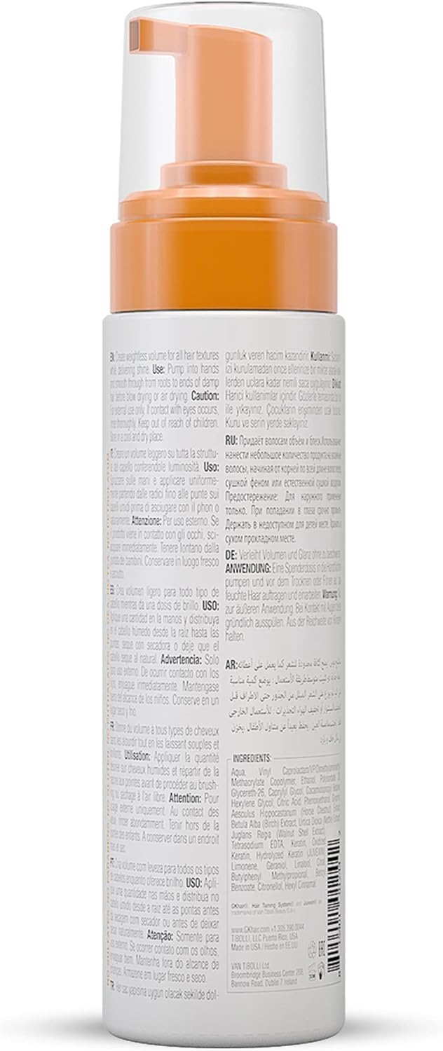 Mousse coiffante volumisante à la kératine GK HAIR (250 ml) - Améliore les boucles, ajoute du volume, une tenue moyenne et booste la brillance. Mousse hydratante anti-frisottis pour tous types de cheveux - Unisexe.