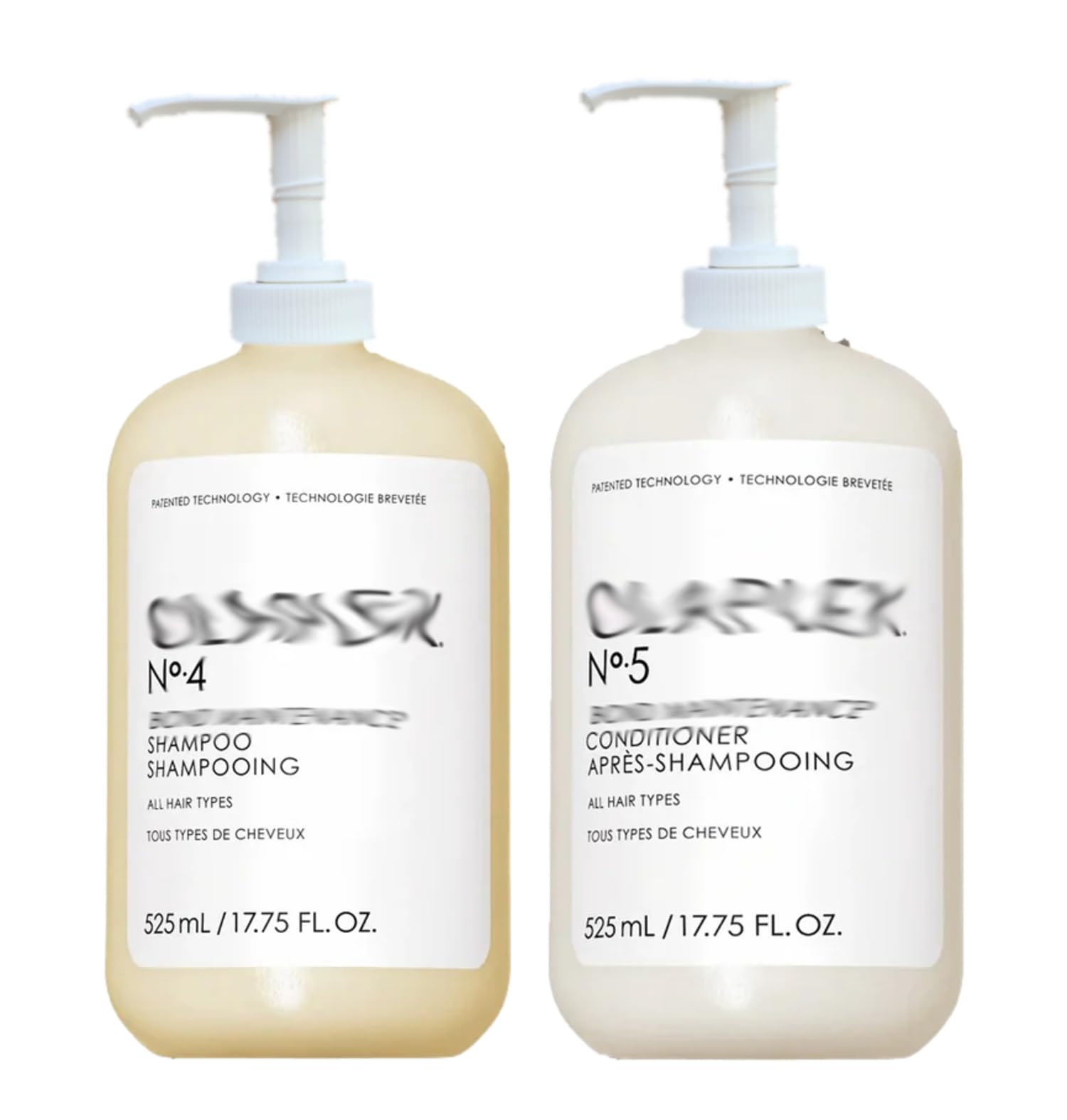 Dispenser Pumps Compatible with the New Size Jumbo Olaplex No. 4 Shampoo and No. 5 Conditioner 17.75 oz, 525 ml Size Bottles, Ultra Essentials (Two White Pumps - 4 and 5 (17.75oz Jumbo)