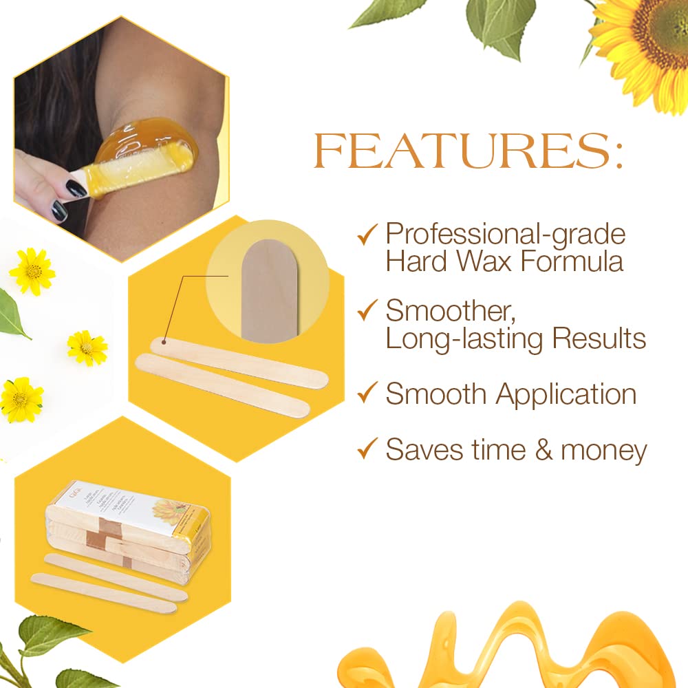 GiGi 大号蜡棒涂抹器，木质刮刀，适用于身体和比基尼脱毛，专业脱毛工具，100 支，1 包