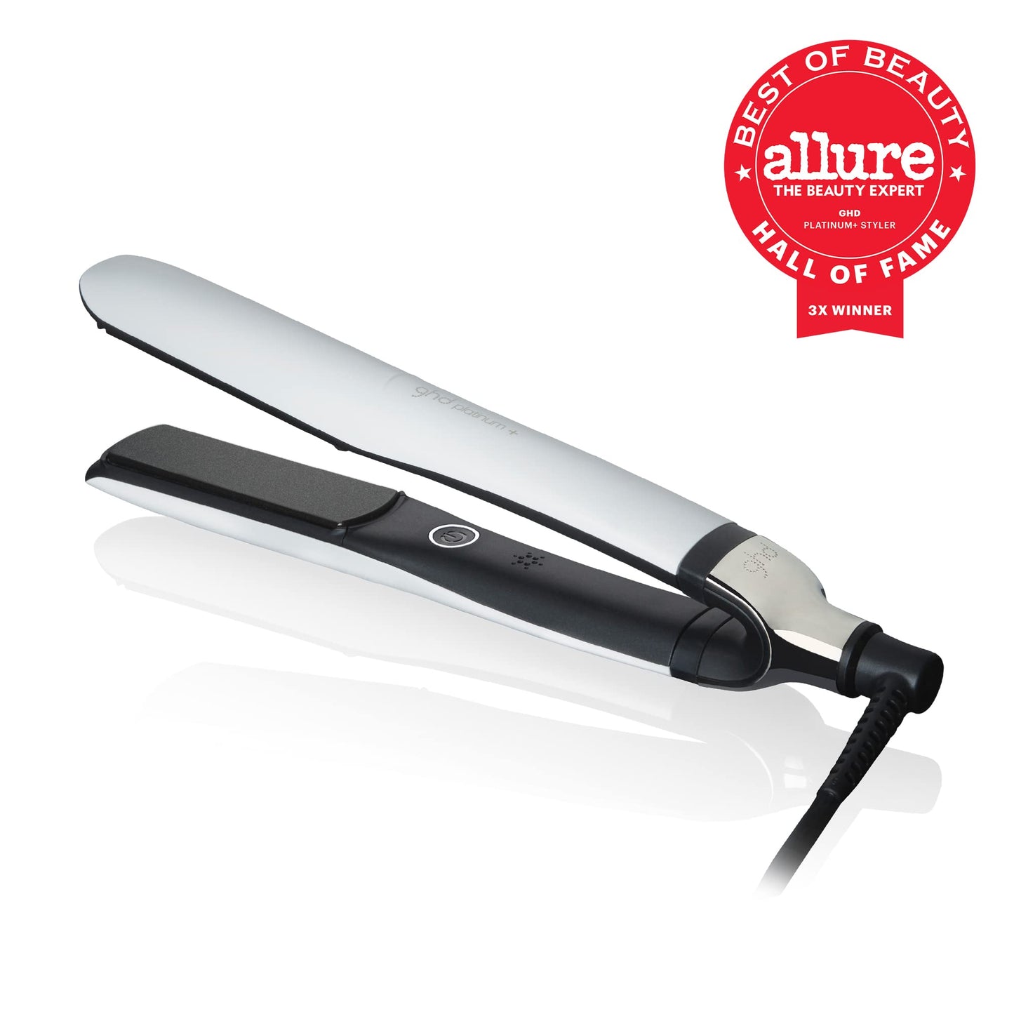 ghd Platinum+ Styler ― 1" Flat Iron Hair Straightener, Professional Ceramic Hair Styling Tool for Stronger Hair, More Shine, & More Color Protection ― White