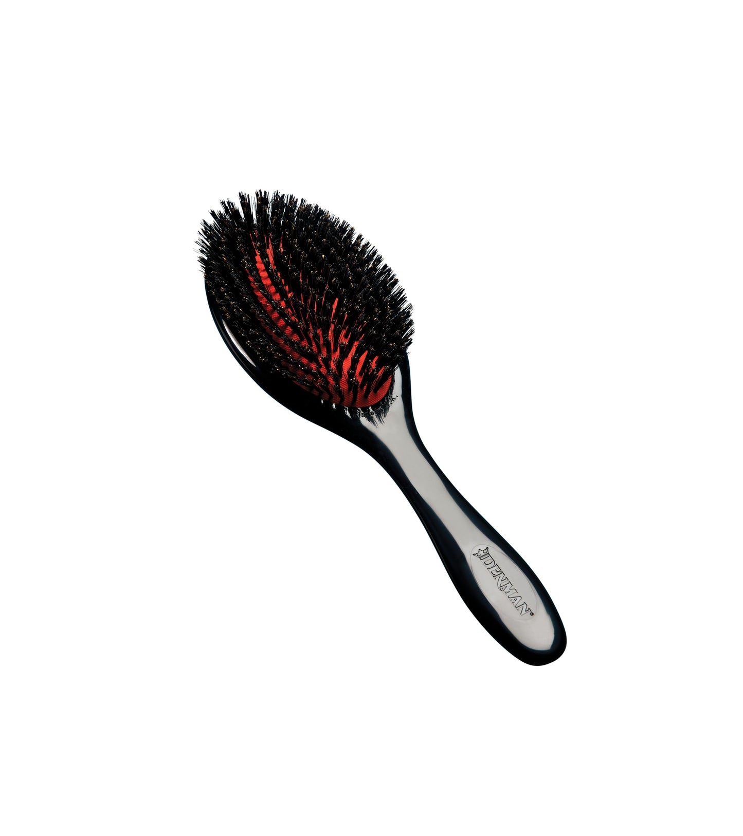 Denman Cushion Hair Brush (Medium) with Natural Boar Bristles - Used for Finishing, Up-Dos, Creating Sleek Styles – Black, D82M