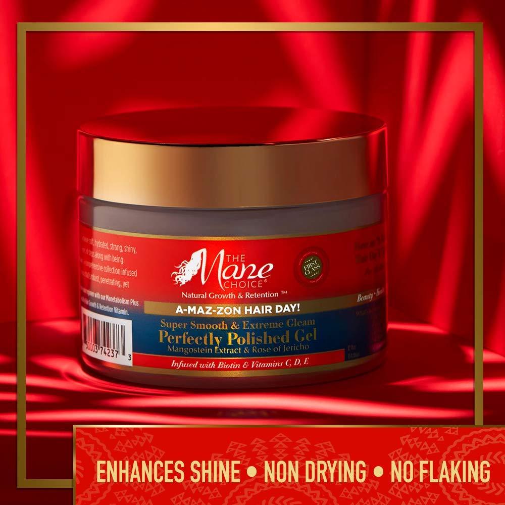 The Mane Choice A-MAZ-ZON HAIR DAY - PERFECTLY POLISHED GEL - A Smooth Hold thats Non Drying and Flake-free - Infused with Biotin, Rose of Jerico, Amla Oil, Vitamins C,D,E (12 OZ)