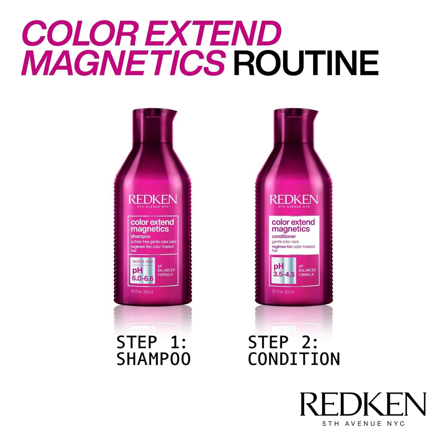 Redken Color Extend Magnetics Shampoo | For Color-Treated Hair | Gently Cleanses & Protects Color | With Amino Acid | Sulfate-Free | 10.1 Fl Oz (Pack of 1)