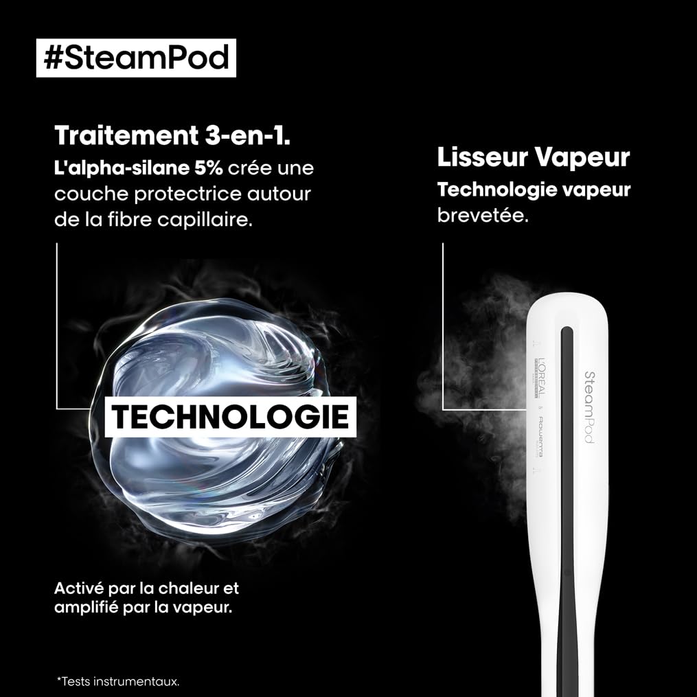 SteamPod 3 - Lisseur Vapeur Professionnel 2-en-1 : Lissage &amp; Wavy, Outil + Soin Lissant Concentré, L'Oréal Professionnel