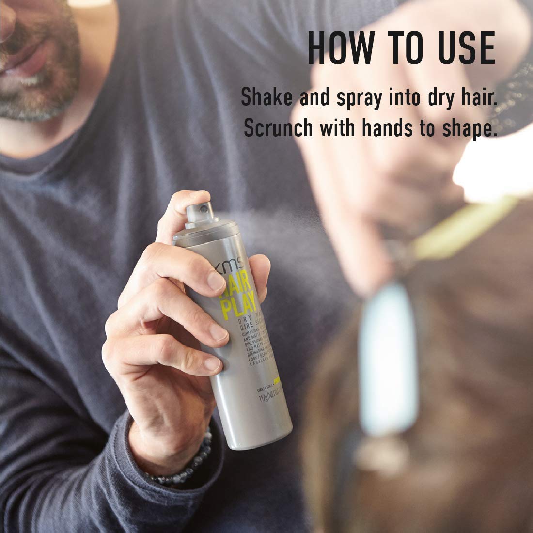 Laque de finition texturisante à tenue flexible KMS HAIRPLAY, 115 ml