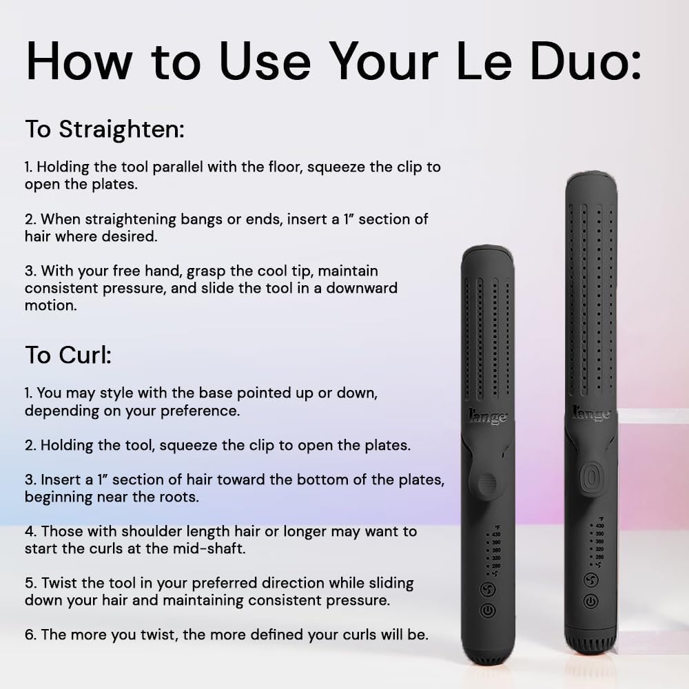 L'ANGE HAIR Le Duo Grande 360° Airflow Styler | 2-in-1 Curling Wand & Titanium Flat Iron Professional Hair Straightener and Curler with Cooling Air Vents to Lock in Style | Adjustable Temp (Black)