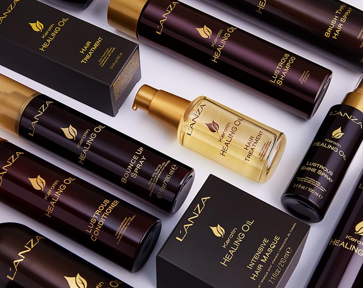 L'ANZA Keratin Healing Oil Intensive Hair Masque, Leave-in Conditioner Treatment for Damaged Hair, Nourishing Mask, Repairs, Boosts Shine, Strength, and Prevents Frizz, Cruelty Free (7.1 Fl Oz)