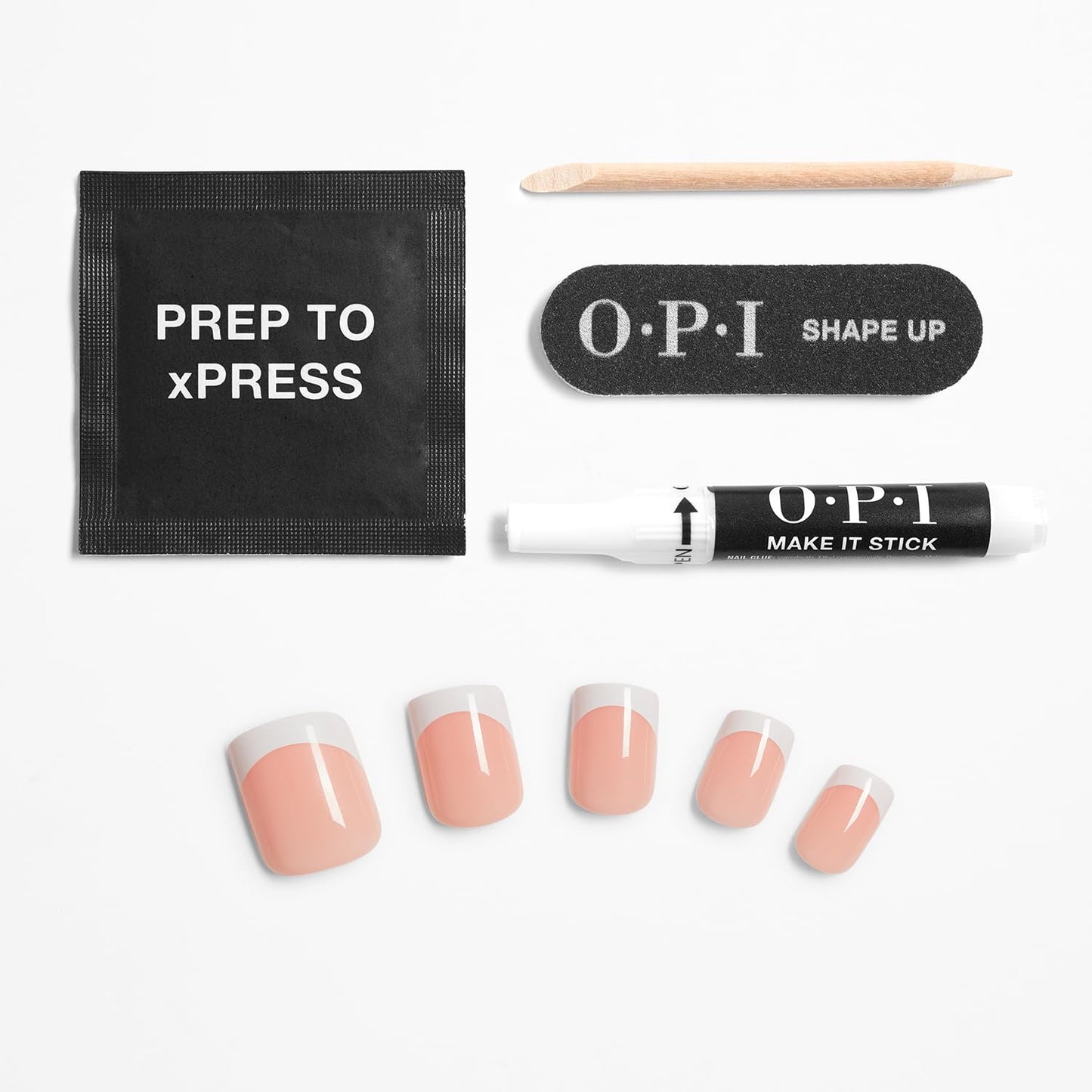 White Smoke OPI On Point Fluent in French | Short Squoval Nude Pink & White French Tip Press On Nails | 30 Count with Nail Glue | Long Lasting, Reusable, Non-damaging