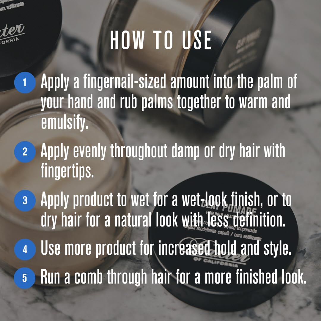 Pommade à l'argile Baxter of California, tenue ferme et finition mate, idéale pour les cheveux lisses ou ondulés, 56 g