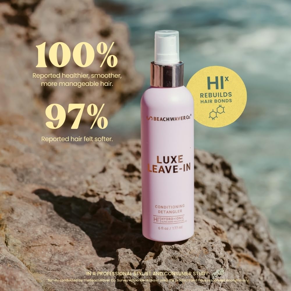 Beachwaver Luxe Leave-In Conditioning Detangler - Full Size (6 Fl Oz) | Leave-In Treatment to Hydrate, Smooth, & Strengthen w/HiX Vegan Bond Multipliers | Bali Beach Night Fragrance