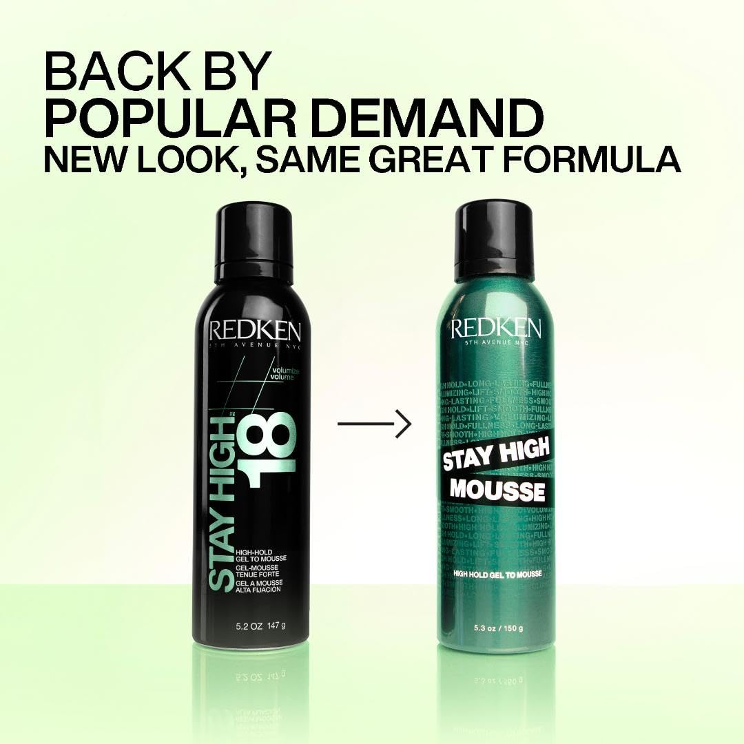 Redken Stay High Volumizing Mousse For Fine Hair - High Hold Gel to Mousse, Strong Hold for 24 Hours
