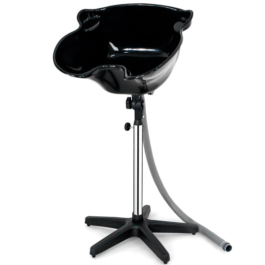 Nova Microdermabrasion Height Adjustable Portable Salon Deep Shampoo Basin Sink Hair Treatment Bowl with Drain Hose Black