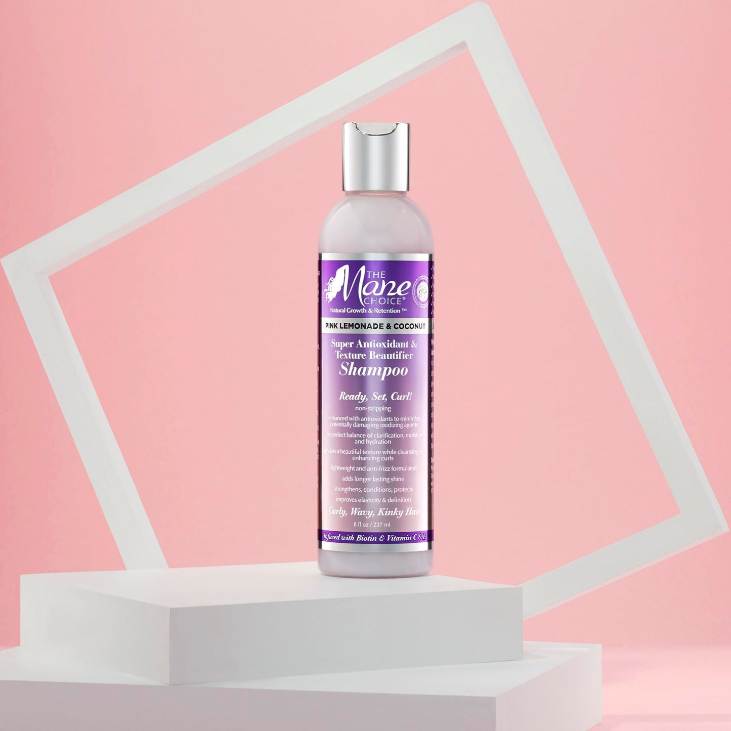 Shampooing super antioxydant et embellisseur de texture à la limonade rose de The Mane Choice