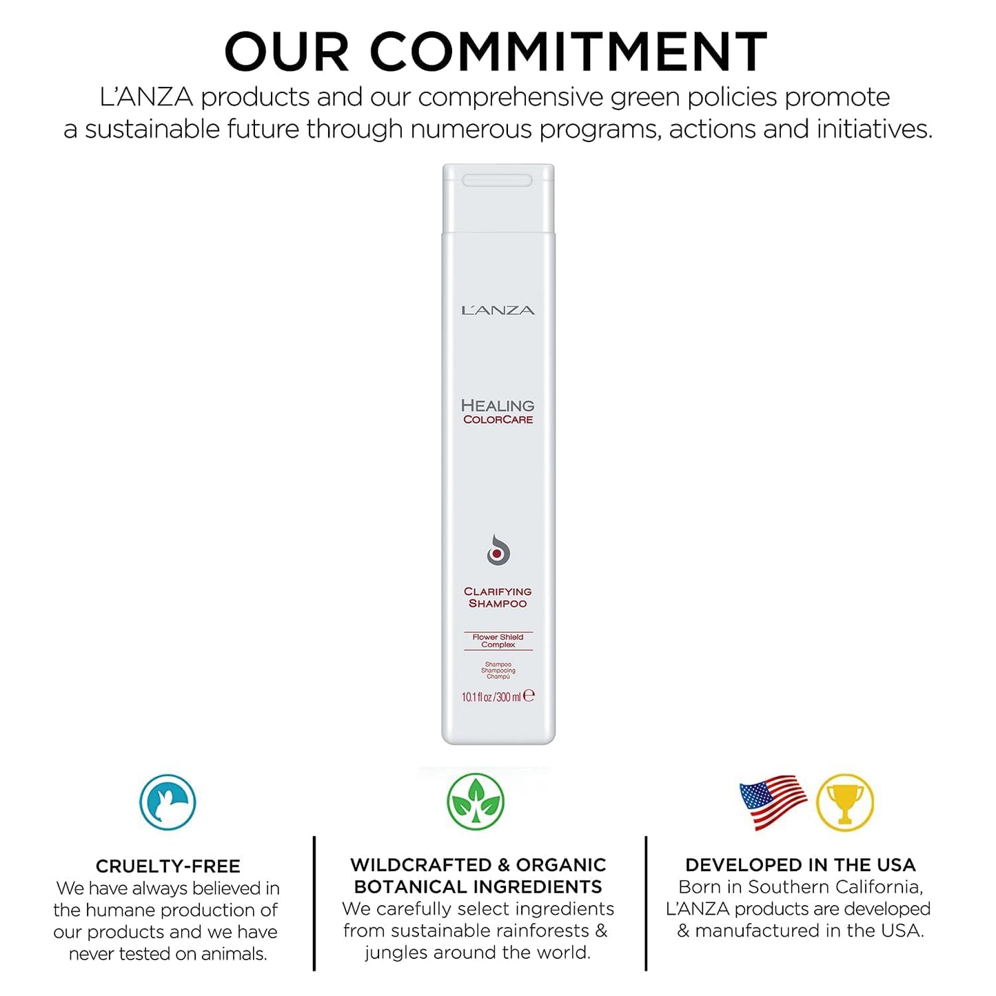 L'ANZA Healing Colorcare Clarifying Shampoo, Refreshes, Repairs and Extends Color Longevity, With Sulfate-free, Paraben-free, Gluten-free Formula (10.1 fl Oz)