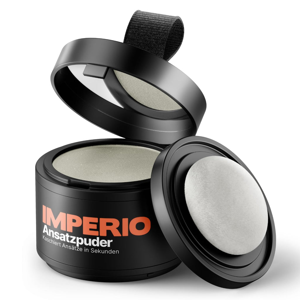 IMPERIO Root Touch Up Hair Powder for Concealing Hair Loss instantly - Hairline Powder for Women & Men - Water resistant Root Cover Up for Thinning Hair in Premium Hairdressing Quality (Light Gray)