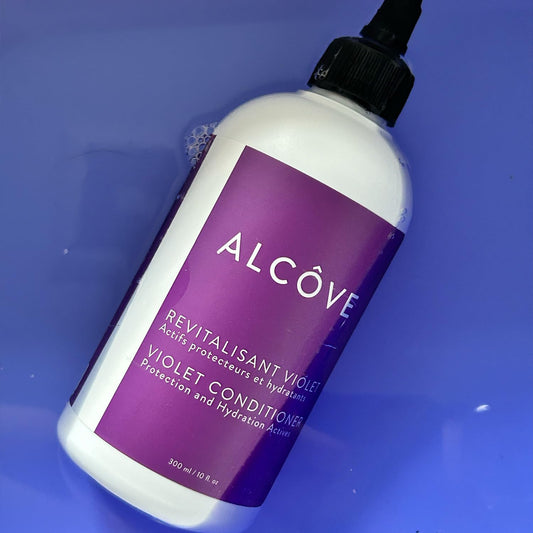 Dark Slate Blue Alcôve - Violet Shampoo & Conditioner Duo - Blonde and Colored Hair - Sulfate-Free - Neutralize Yellow and Brassy Tones - Evening Primrose Oil - Mango Extract - Argan Oil - Color-Safe - 10oz
