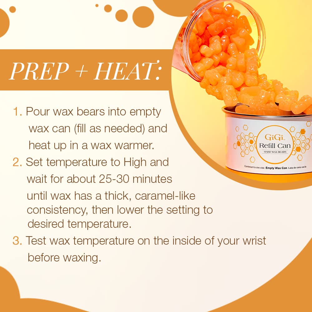 GiGi Honee Bear 脱毛硬蜡套装 - 蜂蜜香味硬蜡珠，适用于面部和身体，带补充罐和涂抹器