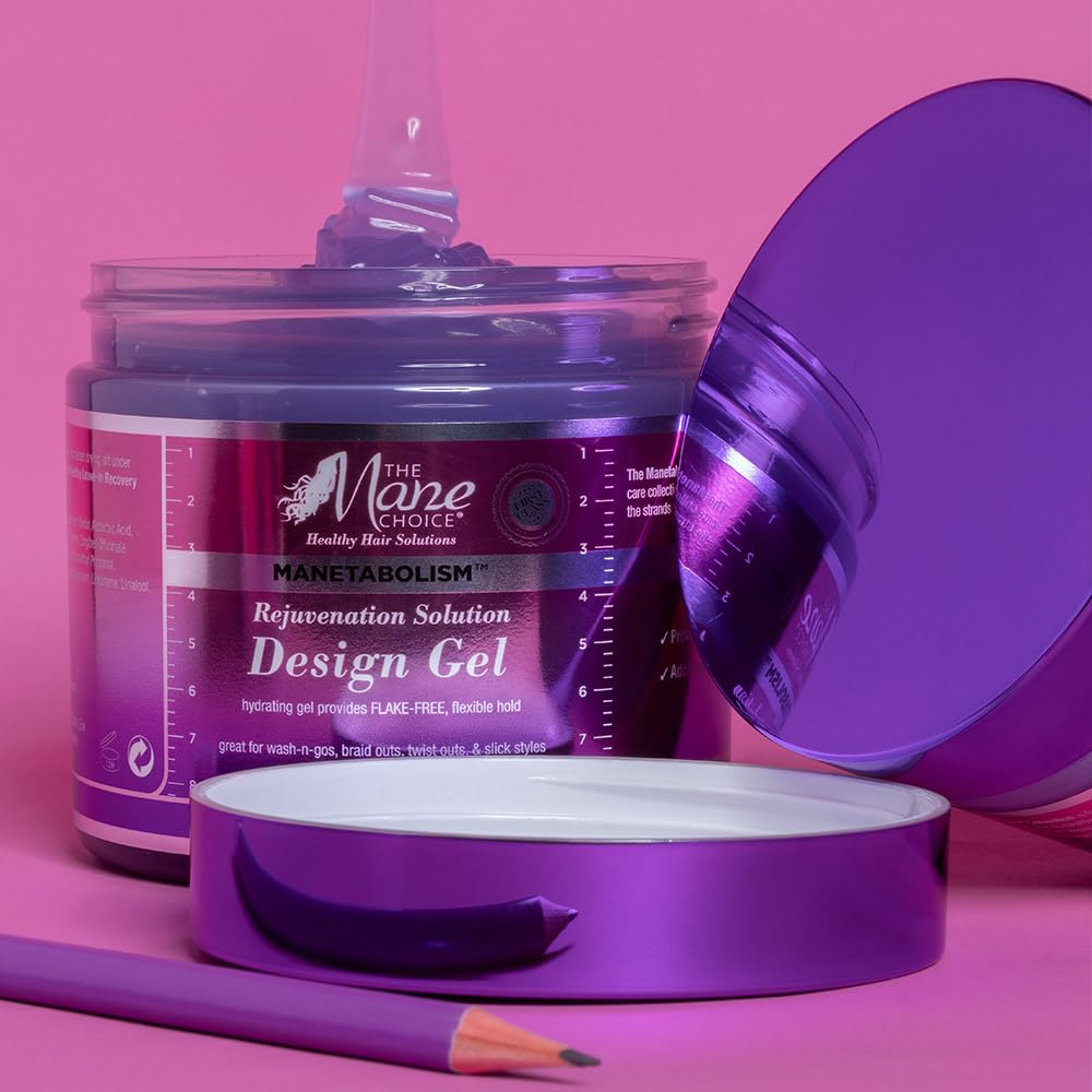 The Mane Choice Manetabolism Rejuvenation Solution Design Gel capillaire, Twist &amp; Braid Gel avec tenue flexible longue durée pour des cheveux brillants et forts, aide à réduire les frisottis et la casse, sans pellicules, 16 oz