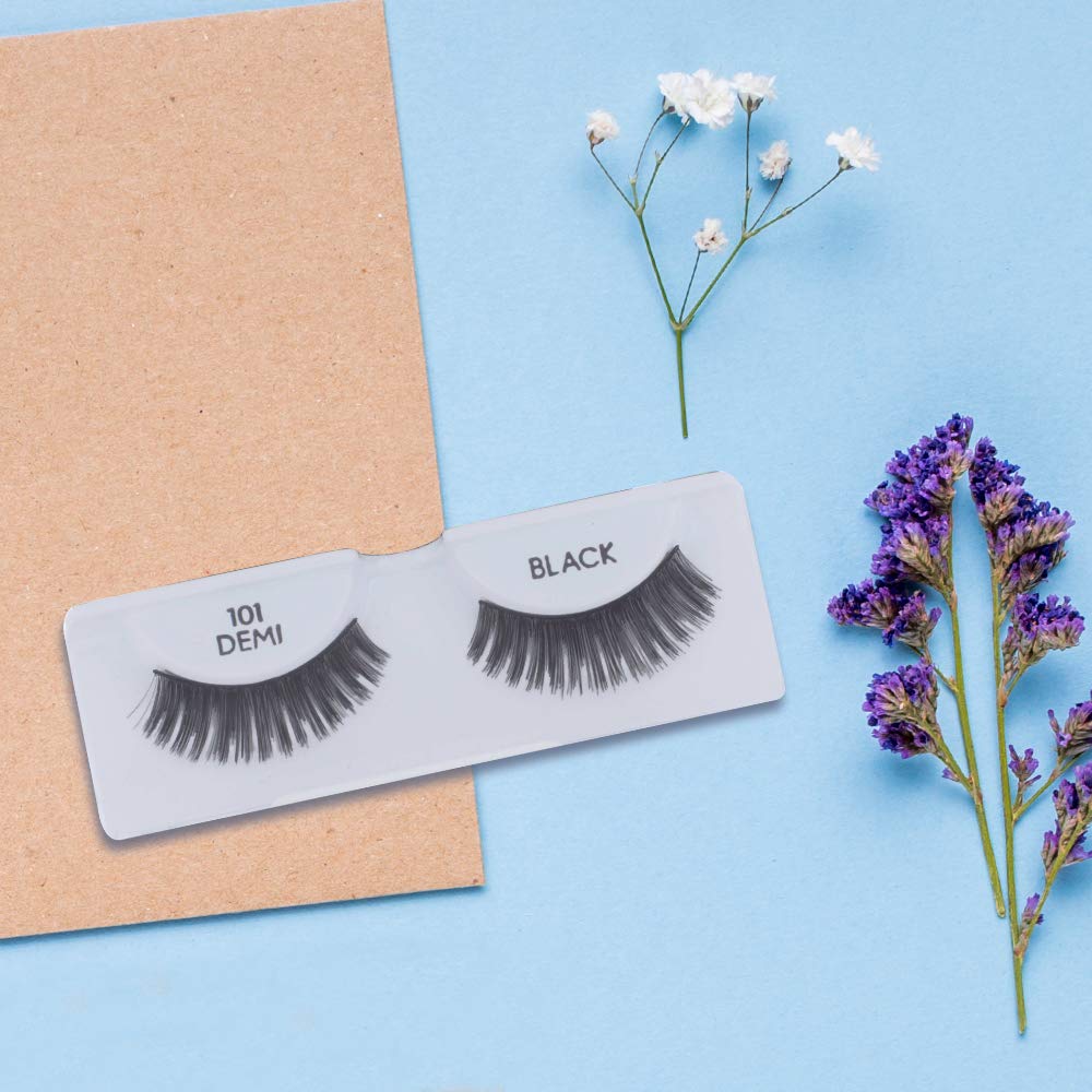 Ardell False Eyelashes Demi 101 - Black, Full Volume, Rounded Strip Wispy Lashes for a Natural Look, 4 Pack