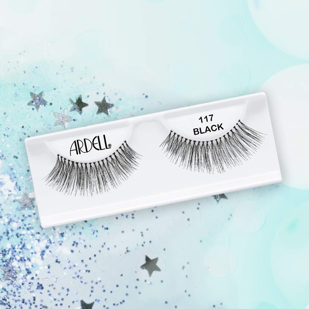 Ardell False Eyelashes 117 - Black, Natural Look & Flared Wispy Strip Lashes for Everyday Glam, 4 Pack