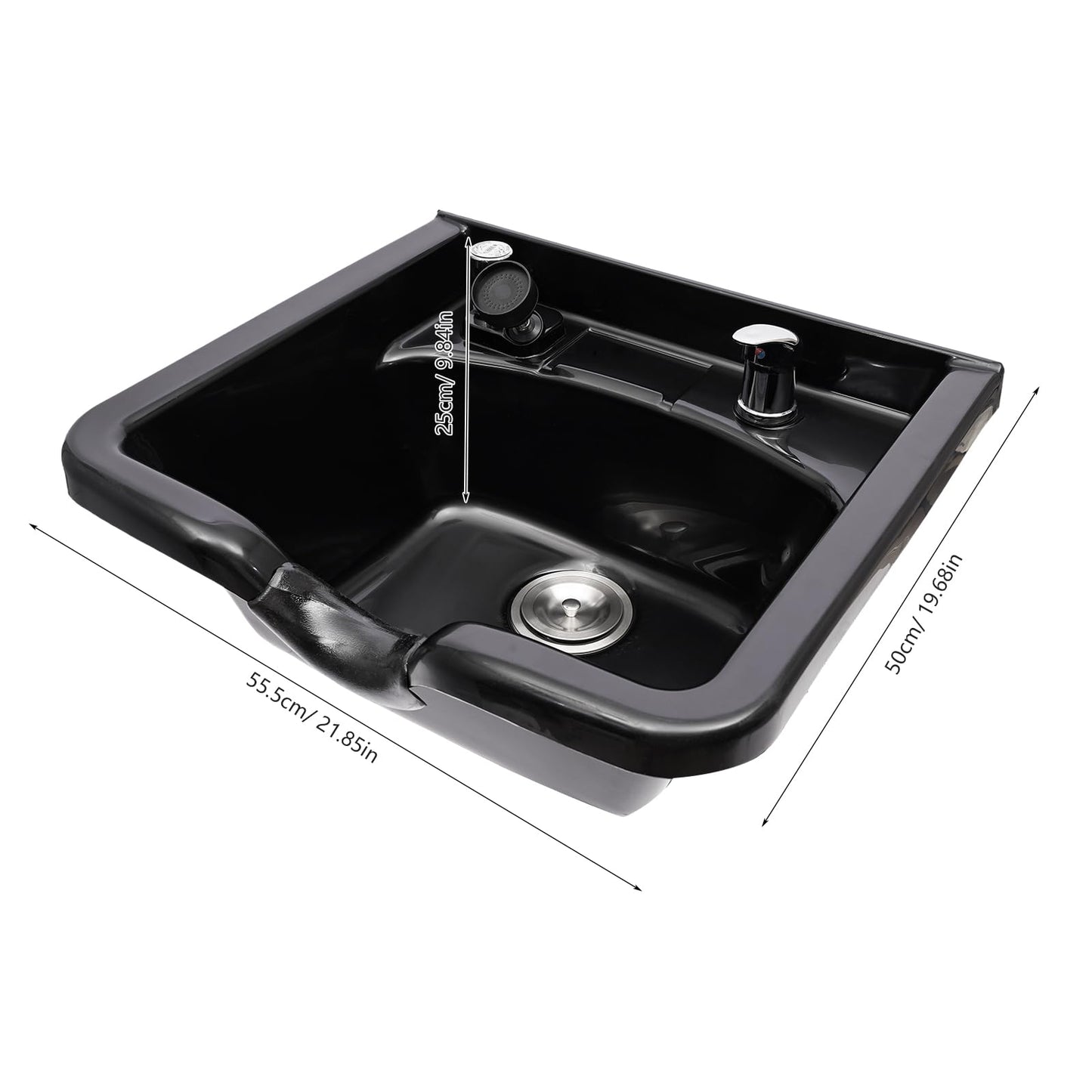 White Smoke Professional Shampoo Bowl, ABS Salon and Spa Hair Sink with Retractable Spray Head, Shampoo Salon Sink for Beauty Salon, Barber Store, Home
