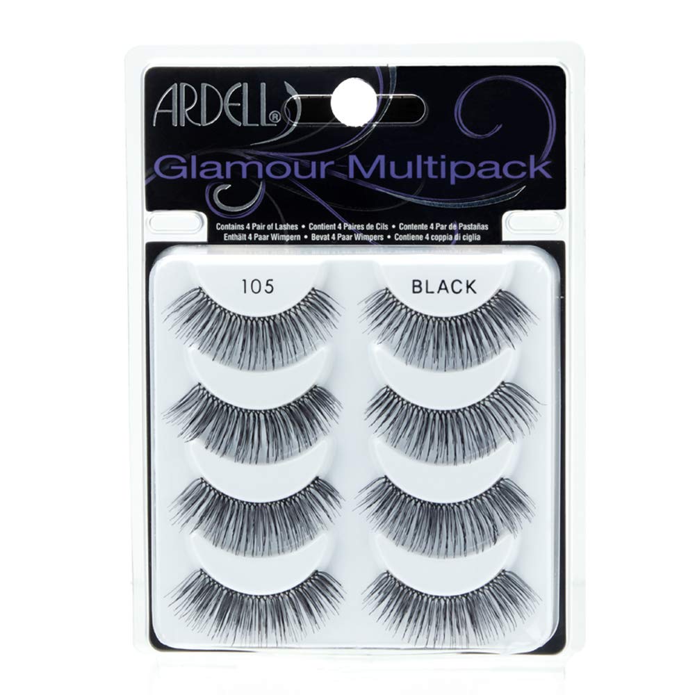 Ardell Multipack 105 False Lashes, Glamour Fake Eyelash, 1 Pack X 4 Pairs