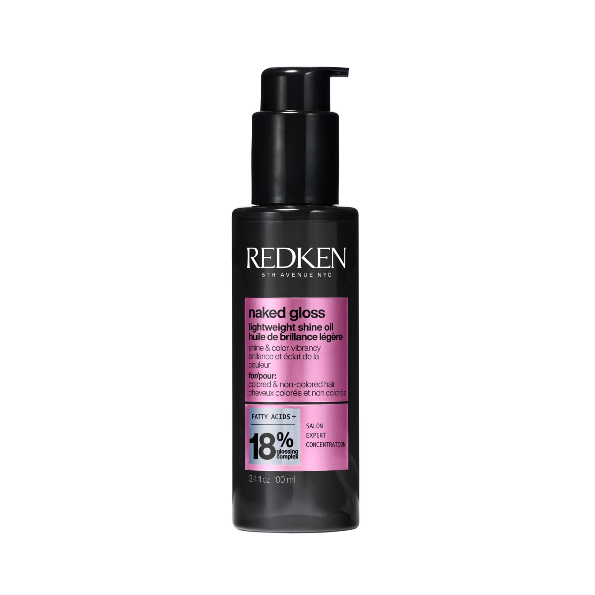 Redken Naked Gloss Shine Hair Oil - Adds Shine & Enhances Color Vibrancy, Lightweight Heat Protectant, Frizz Control, Infused with Omega-9, For Dull or Color-Treated Hair