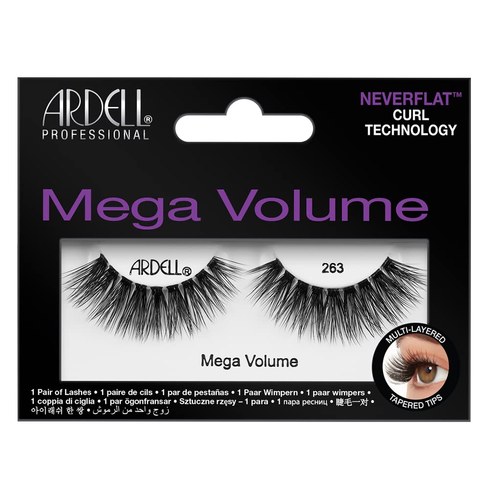 Ardell Mega Volume Eyelashes 263 – Double Up Lashes, Feathery Soft for Dramatic Eye Look, 1 Pair