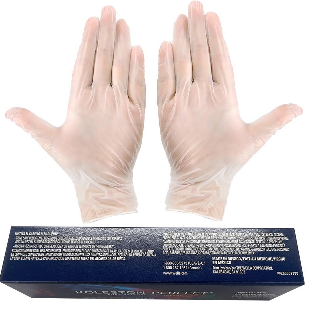 Koleston Perfect 0/11 Intense Ash Hair Color | Koleston Perfect ME+ Permanent Hair Dye 2oz and Pair of Vinyl Gloves Powdered Clear Medium (Bundle)