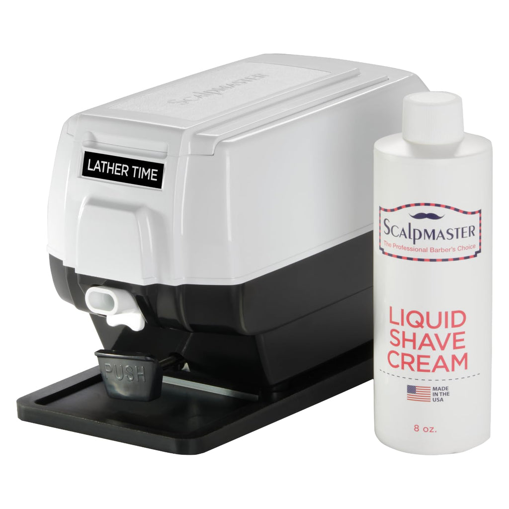 Scalpmaster Professional Hot Lather Machine with Extra Large Soap Cup, Push Button Dispensing, Quick Heating DC Motor, Non-Slip Safety Pad & 8 oz Shave Cream