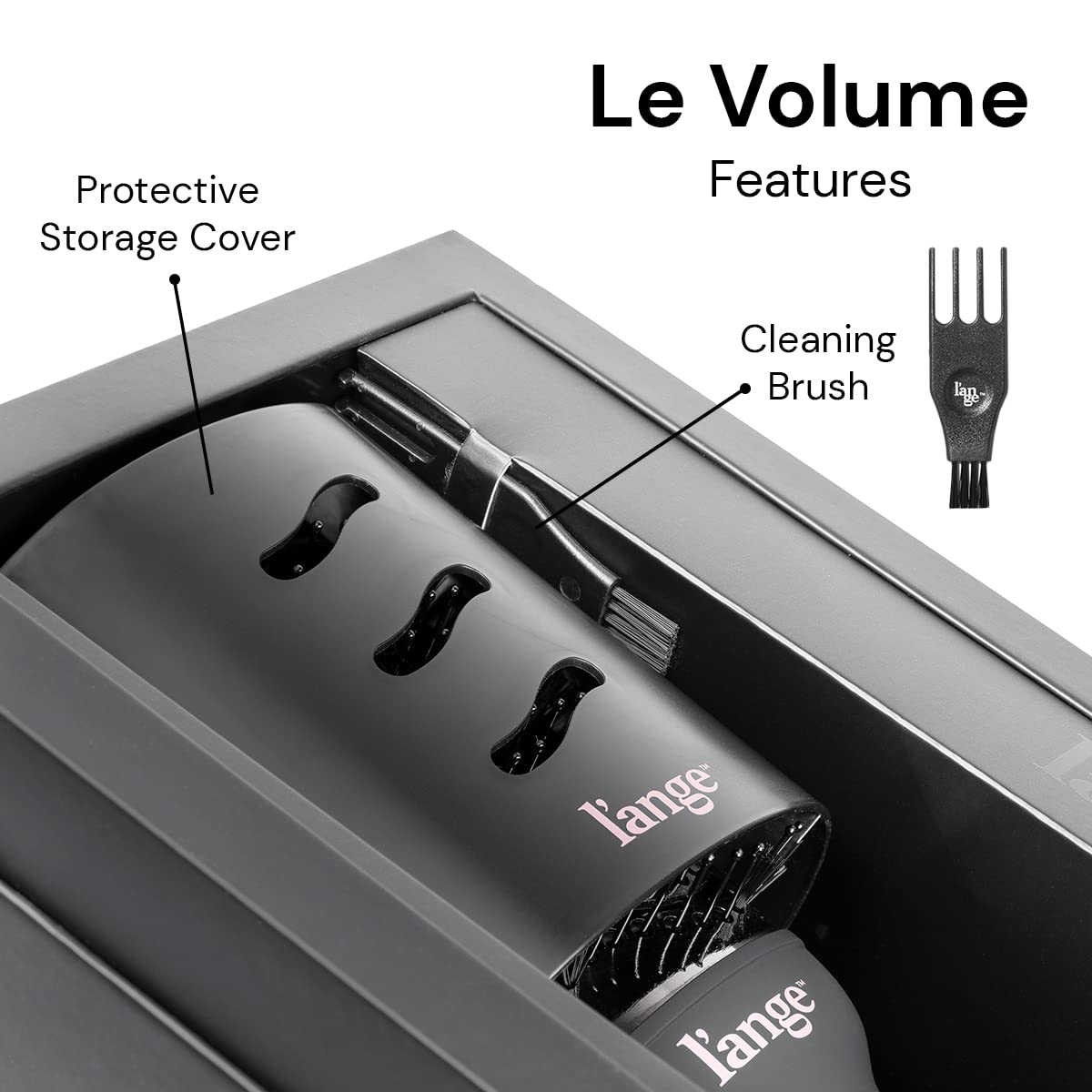 L'ANGE HAIR Le Volume 2-in-1 Titanium Blow Dryer Brush | Hot Air Brush in One with Oval Barrel | Hair Styler for Smooth, Frizz-Free Results for All Hair Types ((Black - 60mm))